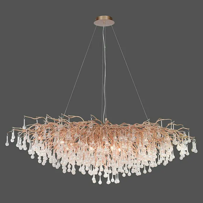 Paul Neuhaus Lámpara colgante LED Icicle - 58 W, L x An x Al: 69,5 x 69,5 x 8,9 cm, Blanco, Blanco cálido - Una lámpara de araña intrincada con un diseño similar a una rama con numerosas gotas colgantes y transparentes. La luminaria tiene una estética única.