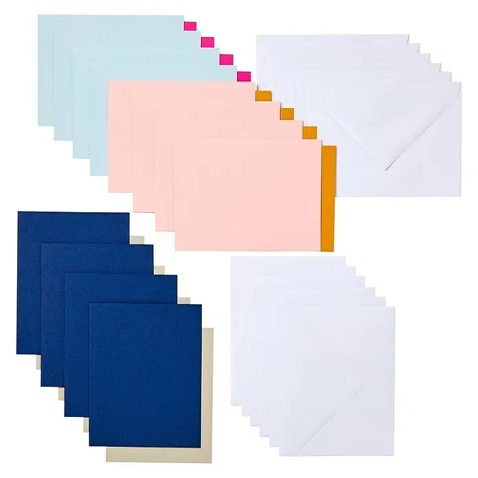 Cricut Joy Einlegekarten-Set Insert Cards - 12 -tlg., Sensei Sampler, L x B: 15,9 x 11,4 cm - Eine sortierte Auswahl an farbigen Karten und passenden weißen Umschlägen, ideal für individuelle Grüße.