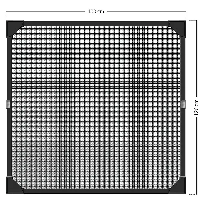 Schellenberg Insect Stop Insektenschutzfenster - B x H: 100 x 120 cm, Magnetisch anheften, Farbe Rahmen: Anthrazit - Abbildung eines schwarzen Insektenschutzfensters mit den Maßen 100 cm x 120 cm, ideal für den Einsatz in Wohnräumen.