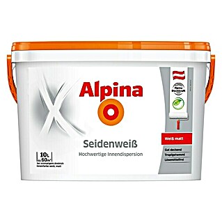 Alpina Wandfarbe Seidenweiß (Weiß, 10 l, Seidenmatt)