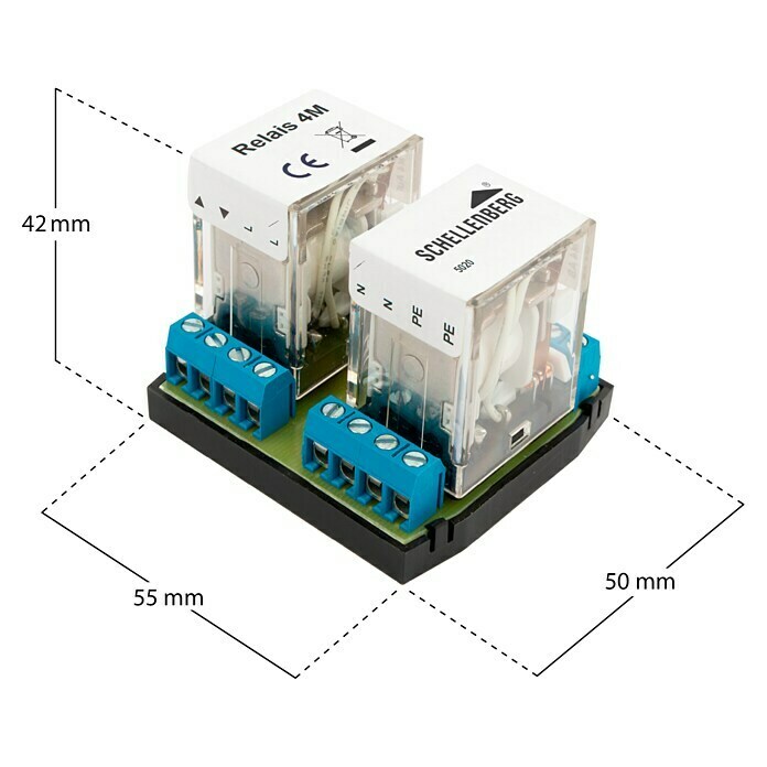 Schellenberg Zentralisierungsrelais42 x 55 x 50 mm, Geeignet für: Bis zu 4 Rohrmotoren Sketch
