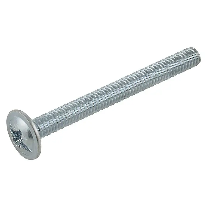Suki Tornillo roscado - Ø x L: 4 x 20 mm - Primer plano de un solo tornillo avellanado plateado sobre un fondo negro.