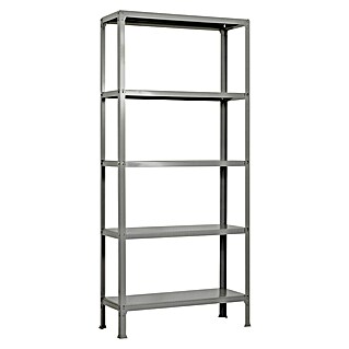 Simonrack Simonhome Metallregal Click Metall Mini (H x B x T: 180 x 80 x 36 cm, Traglast pro Boden: 150 kg, Anzahl Böden: 5 Stk., Stecken, Grau/Grau)
