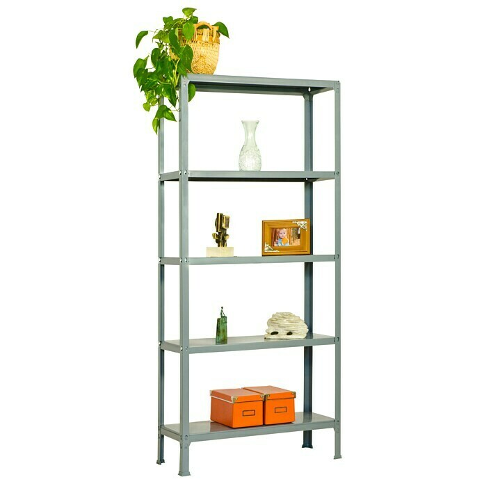 Simonrack Simonhome Metallregal (L x B x H: 30 x 80 x 180 cm, Traglast: 150 kg/Boden, Anzahl Böden: 5 Stk., Grau)