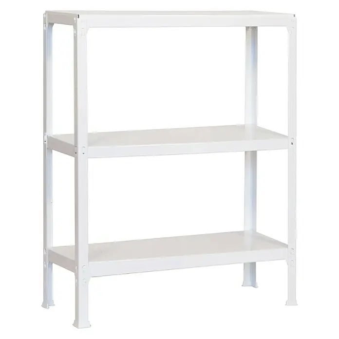 Simonrack Simonhome Metallregal Click Metall Plus - H x B x T: 90 x 100 x 30 cm, Traglast pro Boden: 150 kg, Anzahl Böden: 3 Stk., Stecken, Weiß/Weiß - Ein weißes, dreistöckiges Regal für zusätzlichen Stauraum, ideal für Garage, Keller oder Abstellraum.