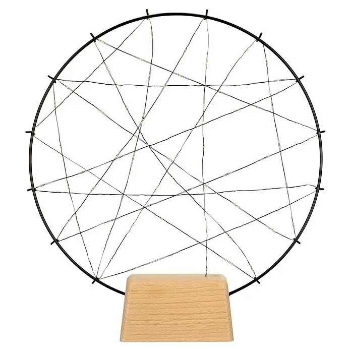 Konstsmide LED-Weihnachtsdekoleuchte Ring - 8 x 36 x 39,5 cm, Schwarz, Braun, Netzbetrieben, LED - Dekorative Tischleuchte mit Drahtkugel und Holzfuß. Das moderne Design macht sie zu einem Hingucker in jedem Raum.