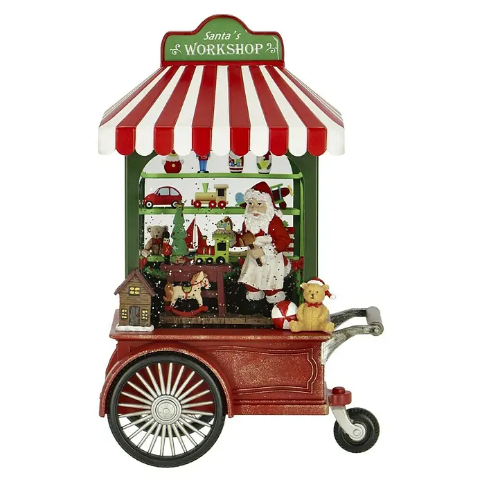 Konstsmide LED-Schneelaterne Santa´s Workshop - Innen, Bunt, 9 x 17,5 x 27 cm, Batteriebetrieben - Weihnachtliche Santa's Workshop Spielzeugkiste mit vielen Details.