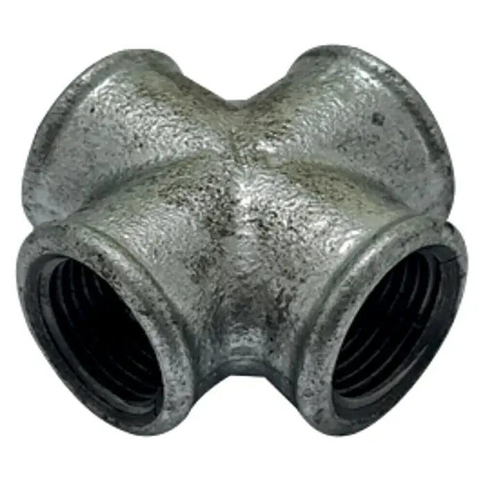 Kreuzstück - ½″, Verzinkt - Metall-Rohrkreuzstück mit Innengewinde für die Installation von Rohren und Leitungen. Robuste und zuverlässige Verbindung.