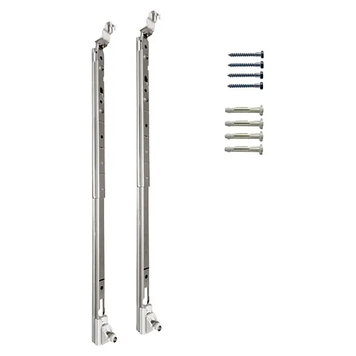 Heizkörper-Befestigung - Heizkörperbauhöhe: 300 - 600 mm, Silber - Produktabbildung von zwei Wandhalterungen mit dazugehörigen Schrauben und Dübeln für eine sichere Befestigung.