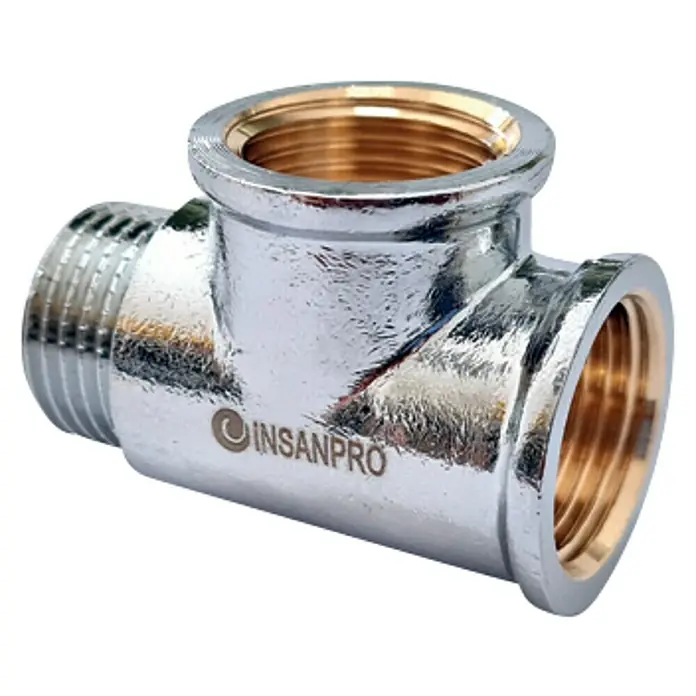 T-Stück - ½″, Verchromt - Verchromtes T-Stück mit Innengewinde aus Messing, ideal für Sanitärinstallationen. Hochwertige Verarbeitung und langlebige Materialien.