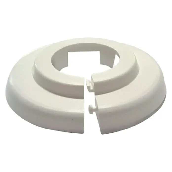 Klapprosetten - 15 mm, Weiß, 1 Stk. - Geteilte weiße Rosette, ein praktisches Zubehörteil für Heizungsrohre. Perfekt für saubere Übergänge und einfache Installation.