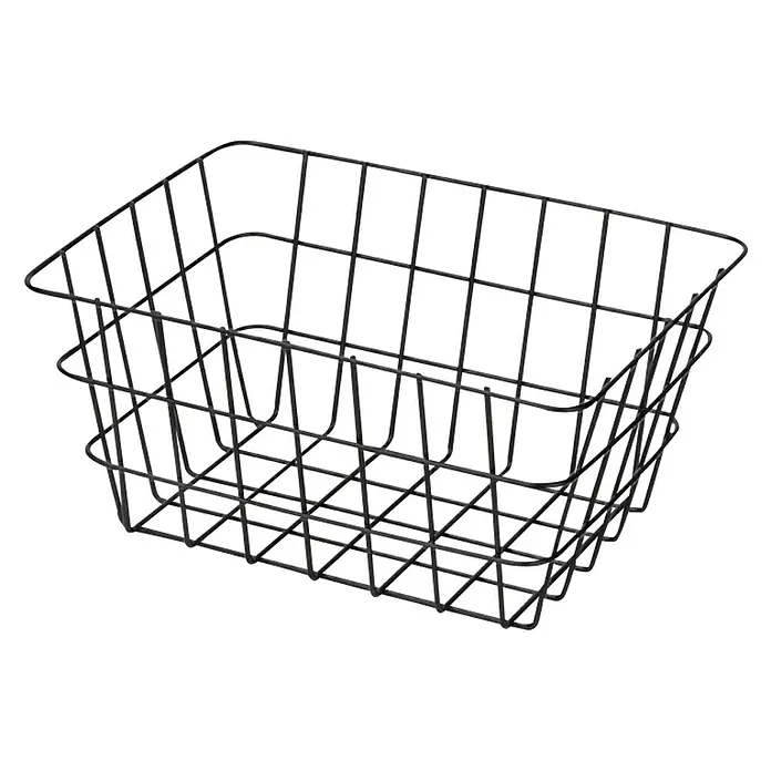 Wenko Cesta para el baño Viana - L x An x Al: 12 x 18 x 25 cm, Metal, Negro - Cesta de alambre: Práctica cesta de alambre negra para guardar y organizar objetos en el hogar, ideal para cocina, baño u oficina.