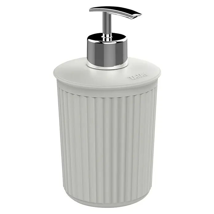 Tatay Baobab Dispensador de jabón - L x An x Al: 76 x 76 x 16 cm, Plástico, Blanco - Dispensador de jabón elegante: Diseño moderno con textura acanalada y cabezal de bomba cromado brillante, ideal para baños elegantes.