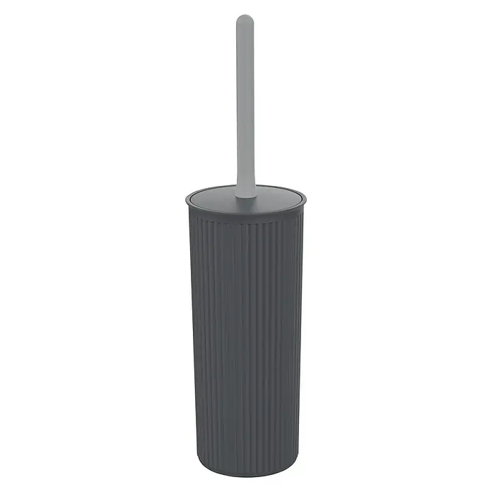 Tatay Baobab Escobillero de suelo - Antracita - Juego de escobilla de baño gris con diseño acanalado y mango gris claro. Accesorio de baño elegante y funcional.