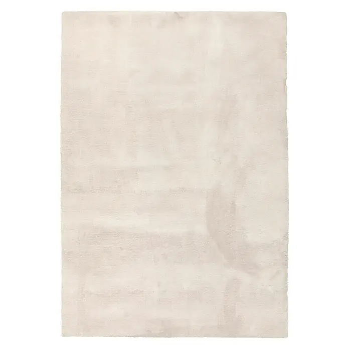 Alfombra de pelo corto Toscana - Blanco, 230 x 160 cm, 100% Poliéster - Alfombra rectangular beige con textura sutil sobre un fondo negro para acentos de decoración del hogar.