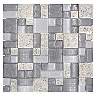 Mosaikfliese Crystal Mix XCM K990 (29,8 x 29,8 cm, Weiß/Grau, Glänzend)