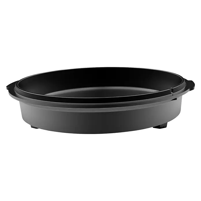 Tepro Dutch Oven - L x B x H: 41,1 x 31 x 26,2 cm, Gusseisen - Eine ovale, schwarze Bratpfanne mit einem erhöhten Rand und Griffen an den Seiten, ideal für das Braten von Speisen.