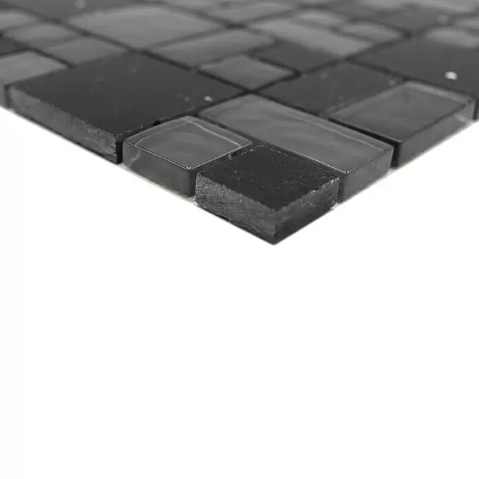 Mosaikfliese Crystal Mix XCM K989 - 29,8 x 29,8 cm, Schwarz, Glänzend - Detailaufnahme