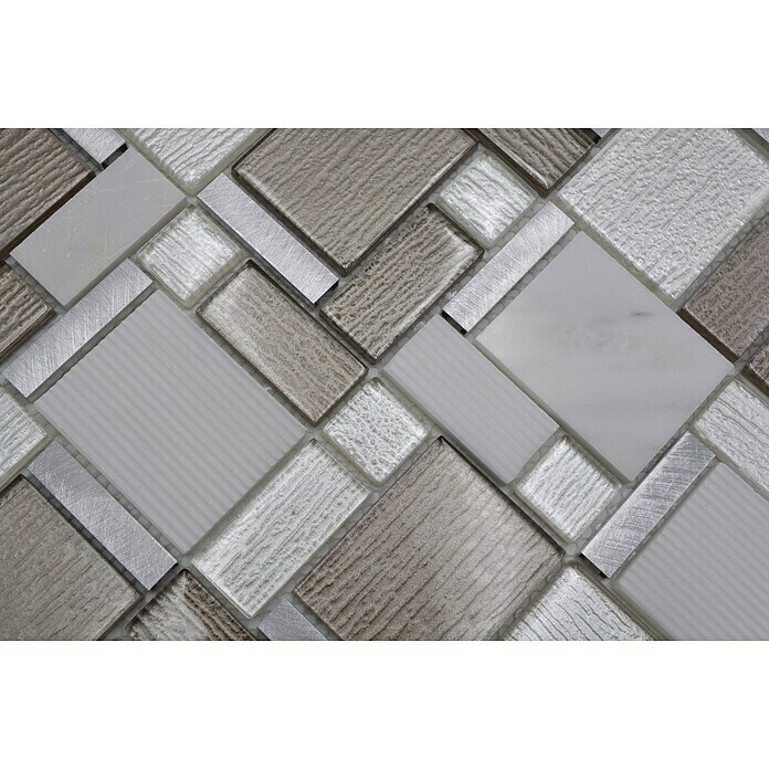 Mosaikfliese Crystal Mix XCM FK01 (30 x 30 cm, Weiß/Beige, Glänzend)