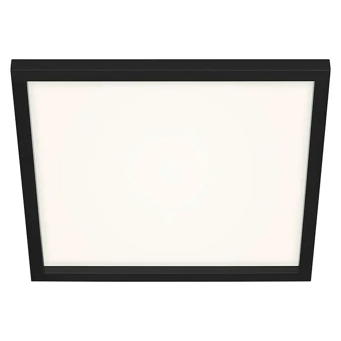 Briloner LED-Panel - 24 W, L x B x H: 44,5 x 44,5 x 8 cm, Schwarz, Warmweiß - Rechteckige Deckenleuchte mit schwarzem Rahmen und hellem, diffusem Licht, ideal für moderne Innenräume.