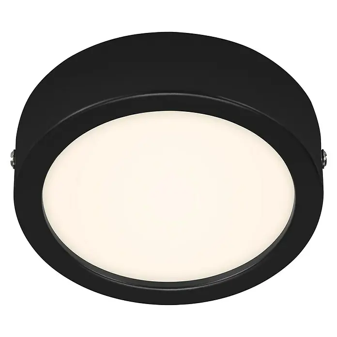 Briloner Plafón LED redondo Fire - Ø x L: 120 mm x 3,2 cm, Negro - Elegante lámpara de techo redonda negra con iluminación brillante. Diseño moderno para interiores.