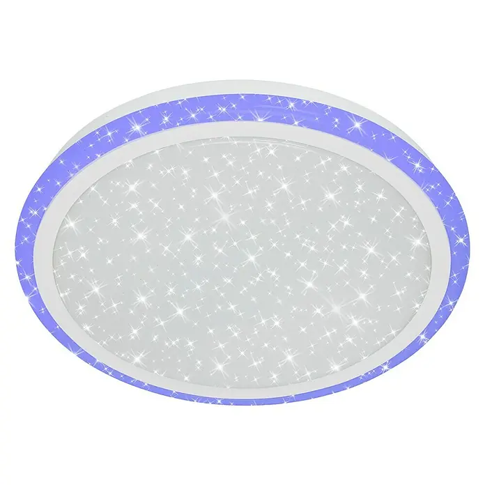 Brilo Plafón LED redondo Edge - 24 W, Ø x Al: 410 x 70 mm, Blanco, RGB - Lámpara de techo con estrellas y luz azul. Proporciona una iluminación agradable y una atmósfera hermosa en la habitación.
