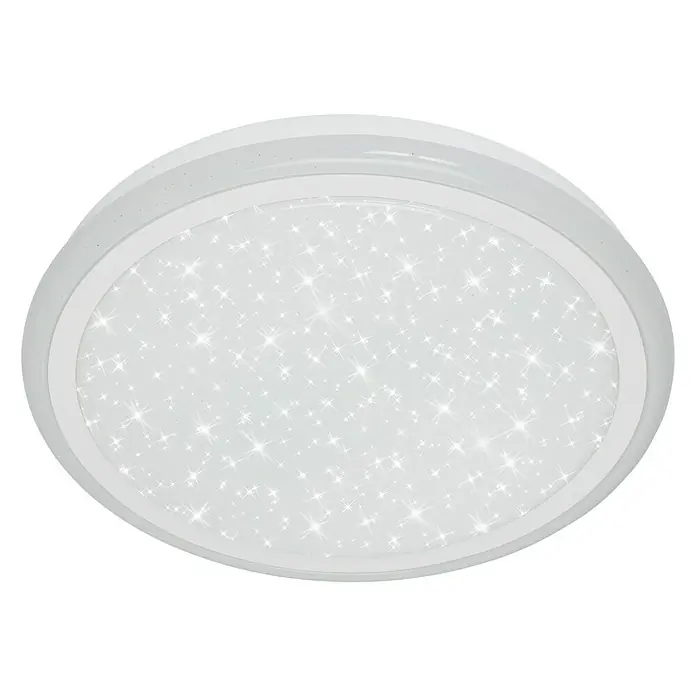Brilo Plafón LED redondo Edge - 24 W, Ø x Al: 410 x 70 mm, Blanco, RGB - Lámpara de techo con estrellas: Esta elegante lámpara de techo añade un toque de glamour a cualquier habitación con su diseño de estrellas.