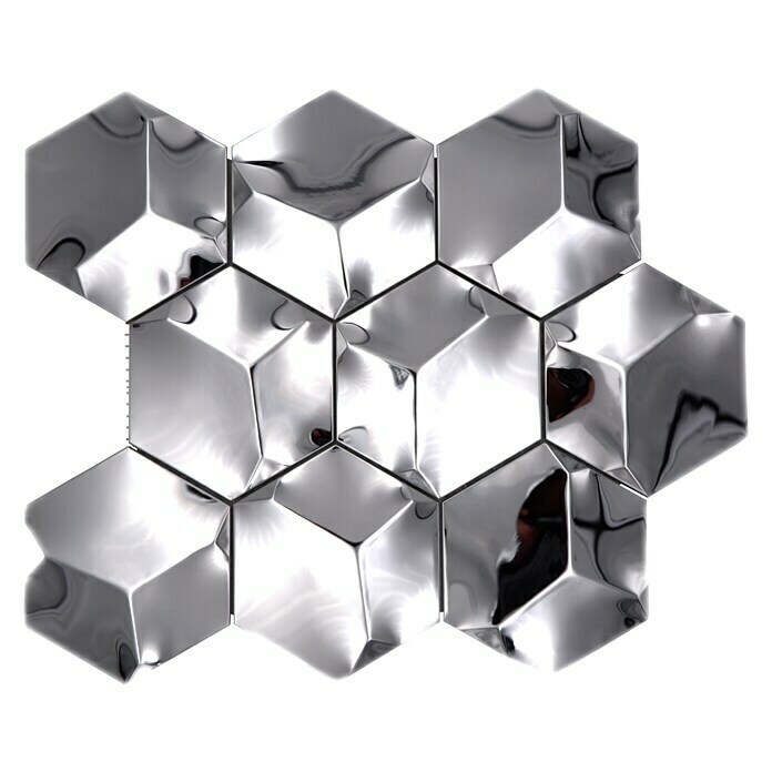 Mosaikfliese Hexagon HXM 10SG26,2 x 23 cm, Silber, Glänzend Top View