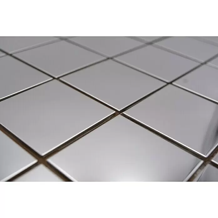 Mosaikfliese Quadrat XCE 48G - 29,8 x 29,8 cm, Silber, Glänzend - Detailaufnahme