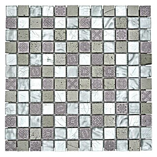 Mosaikfliese Quadrat Crystal Mix XCM CB 33 (30 x 30 cm, Silber, Glänzend)