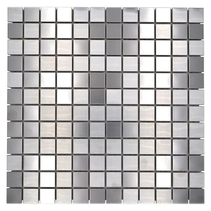 Mosaikfliese Quadrat XCE 23D - 29,8 x 29,8 cm, Silber, Matt - Quadratische Metallmosaikfliesen in Silber für Wand- oder Bodenbeläge. Moderne Optik mit reflektierender Oberfläche.
