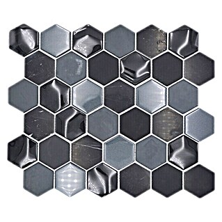 Mosaikfliese Hexagon HXN 33 (26 x 30 cm, Schwarz, Matt)