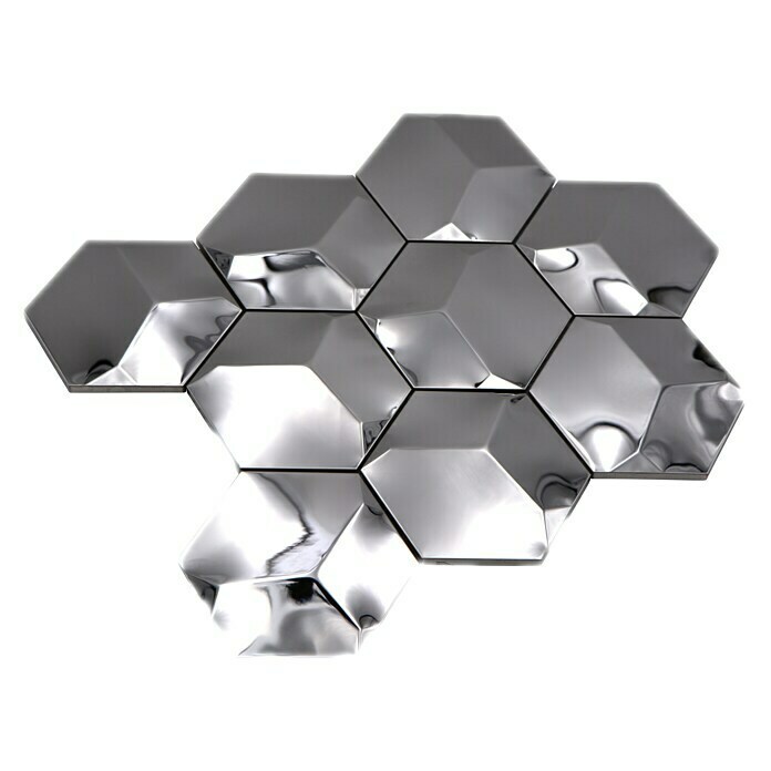 Mosaikfliese Hexagon HXM 10SG (26,2 x 23 cm, Edelstahl, Silber)