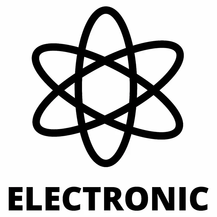Einhell Sierra de calar eléctrica TC-JS 60/1 - 1.000 /min - 3.000 /min, 60 mm - Logotipo de átomo electrónico. Símbolo para empresas de electrónica o tecnología, con la palabra "ELECTRONIC" debajo.