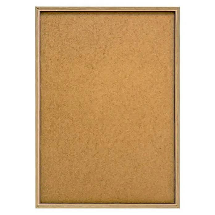Reinders Bild Slim Frame Wood - Lady Back, B x H: 50 x 70 cm - Das Bild zeigt eine rechteckige, braune Korkwand mit einem hellen Holzrahmen, ideal für Notizen und Organisation.