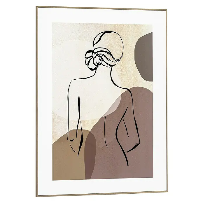 Reinders Bild Slim Frame Wood - Lady Back, B x H: 50 x 70 cm - Gerahmtes Wandbild mit abstraktem Frauendesign, das eine elegante Note in jeden Raum bringt. Perfekt für moderne Wohnräume.