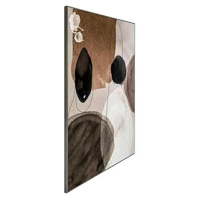 Reinders Bild Slim Frame Wood - Watercolours, B x H: 50 x 70 cm - Abstraktes Kunstwerk mit braunen und schwarzen Formen in einem schlichten Rahmen. Eine moderne Wanddekoration für stilvolle Räume.