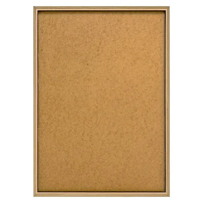 Reinders Bild Slim Frame Wood - Watercolours, B x H: 50 x 70 cm - Nahaufnahme einer braunen Korktafel mit einem Holzrahmen, ideal für Notizen und zur Organisation von Ideen.