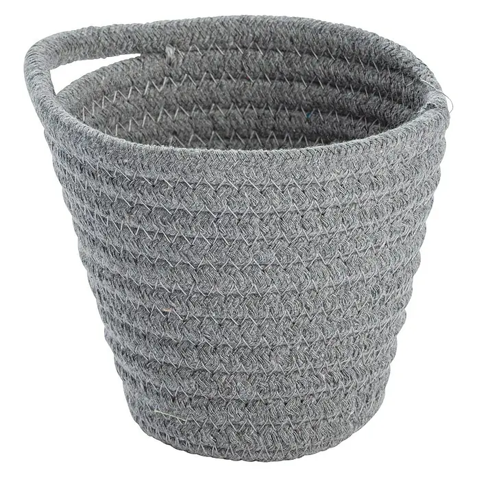 Wenko Ablagekorb Soria - 14,5 x 12,5 x 12 cm, Polyester, Grau - Grauer Korb aus geflochtenem Stoff mit einem Griff. Perfekt für die Aufbewahrung kleiner Gegenstände im Haus oder als dekoratives Element.