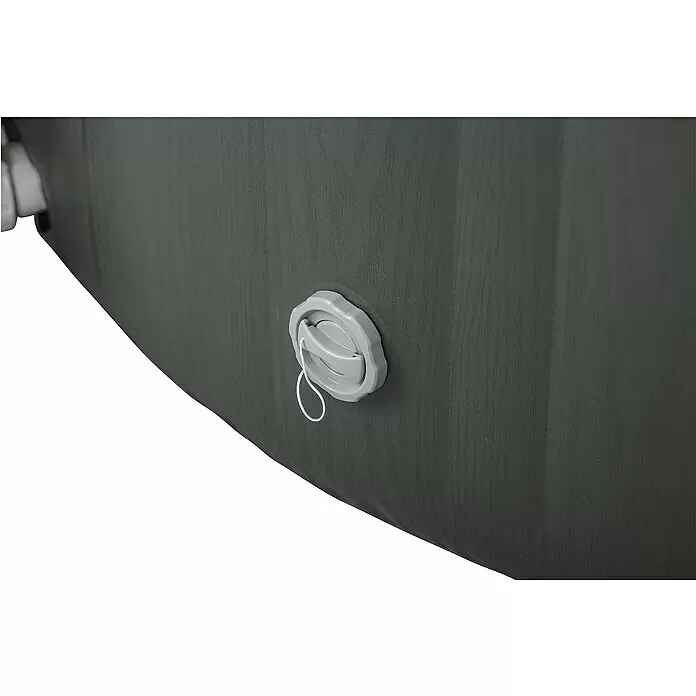 Bestway Lay-Z-Spa Mobil-Whirlpool Mauritius Airjet - Braun, 1.370 l - Dunkelgrauer aufblasbarer Artikel mit hellgrauem Aufblas-/Entlüftungsventil.