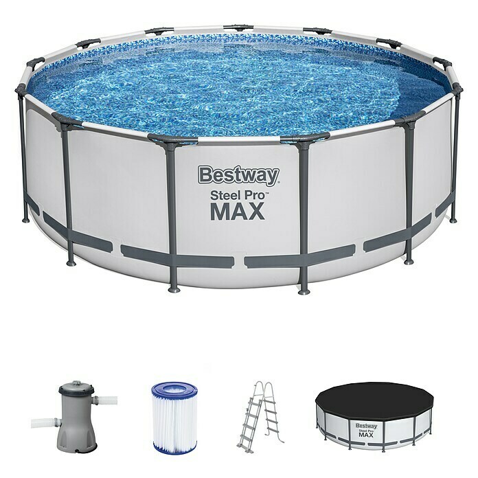 Bestway Frame-Pool-Set Steel Pro MAXØ x H: 396 x 122 cm, 12.690 l, Grau Diagonal View