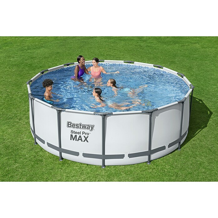 Bestway Frame-Pool-Set Steel Pro MAXØ x H: 396 x 122 cm, 12.690 l, Grau Use Shot