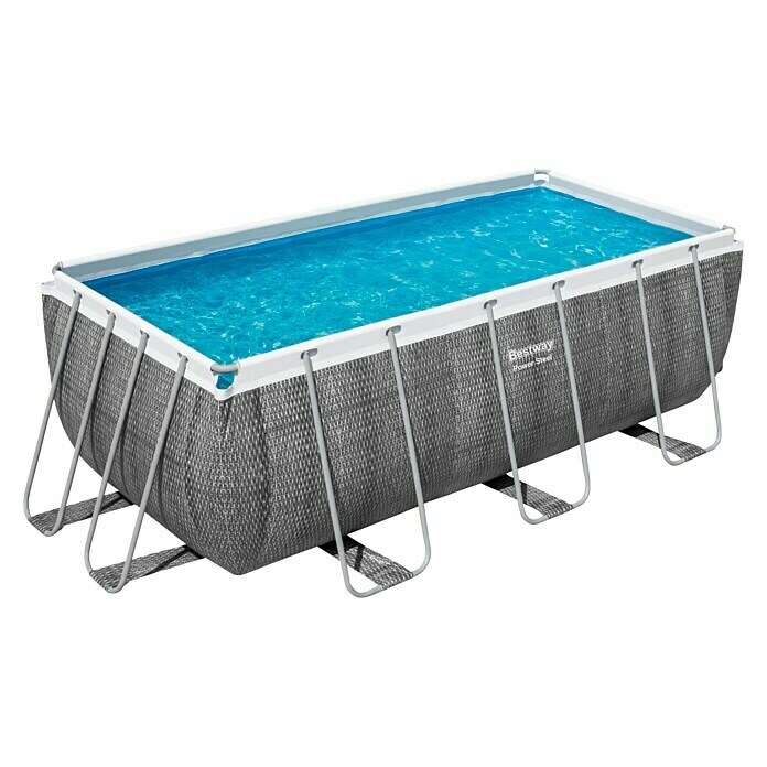 Bestway Frame-Pool-Set Power Steel8.124 l, Grau, L x B x H: 412 x 201 x 122 cm Diagonal View