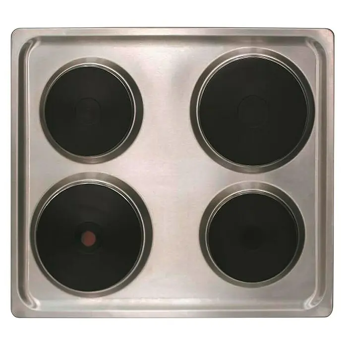 Respekta Singleküche Merle Typ 1 - Breite: 240 cm, Schwarz, Mit Elektrogeräten, Volumen Backofen: 60 l - Einbaukochfeld mit vier runden Kochzonen, ideal für die moderne Küche. Die Oberfläche ist aus Edelstahl.