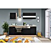 Respekta Küchenzeile KB220ESSC (Breite: 220 cm, Mit Elektrogeräten, Schwarz)