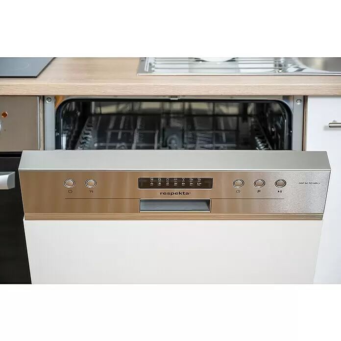 Respekta Winkelküche Merle - B x T: 310 x 172 cm, Weiß, Mit Elektrogeräten, Volumen Backofen: 60 l - Detailaufnahme