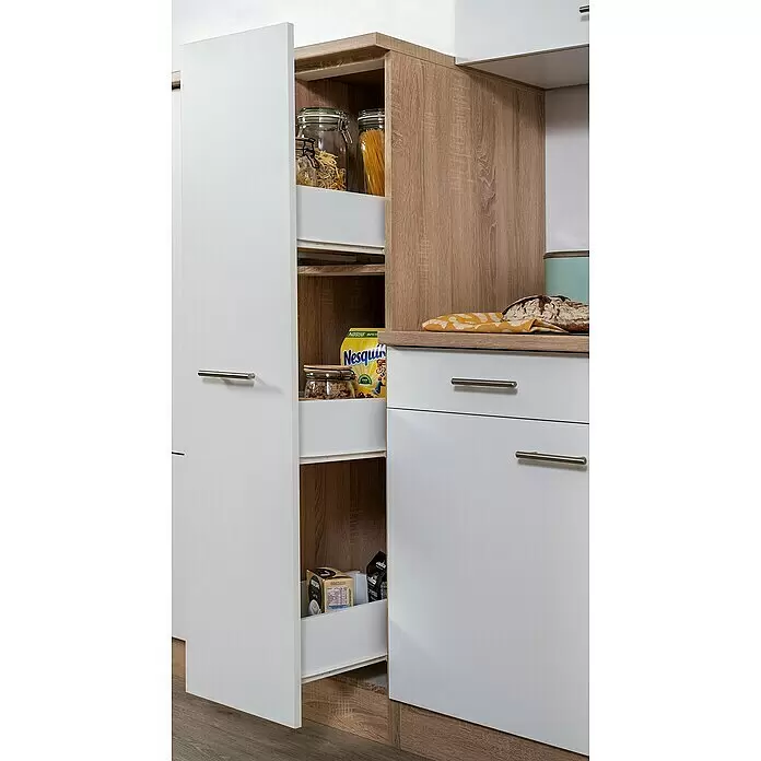 Respekta Singleküche Merle Typ 1 - Breite: 240 cm, Weiß, Mit Elektrogeräten, Volumen Backofen: 60 l - Stimmungsaufnahme