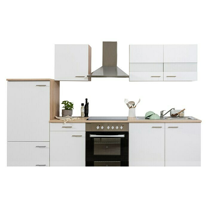 Respekta Composición de cocina (Ancho: 270 cm, Con dispositivos eléctricos, Blanco)