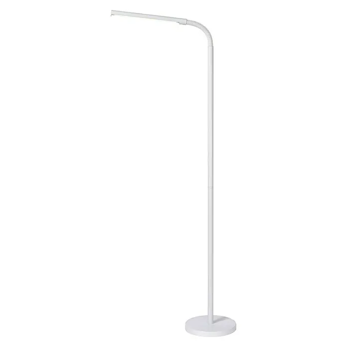 Lucide LED-Stehleuchte Gilly5 W, Höhe: 153 cm, Weiß, Warmweiß - Weiße Stehlampe mit LED-Beleuchtung. Die schlanke Lampe hat einen flexiblen Hals und einen runden Sockel.