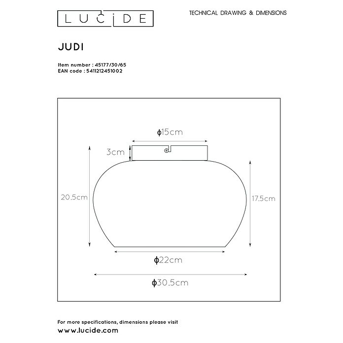 Lucide Deckenleuchte Judi (40 W, L x B x H: 30,5 x 30,5 x 20,5 cm, Grau, E27) | BAUHAUS